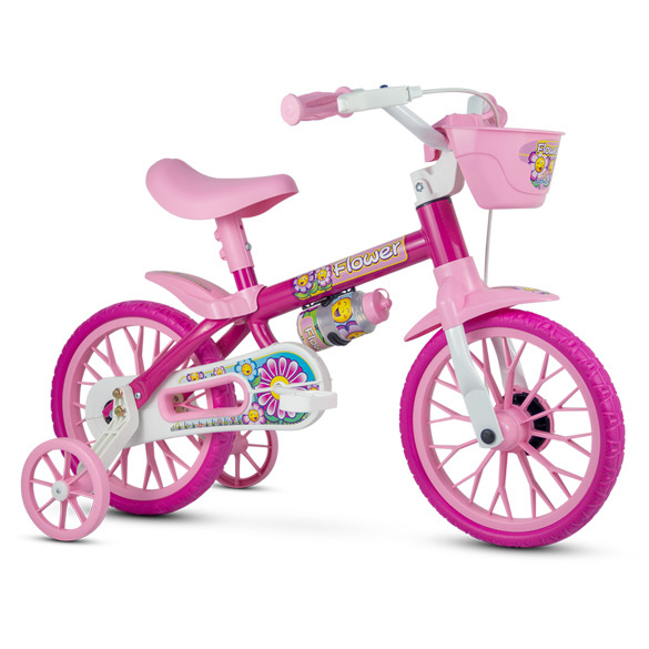 BICICLETA NATHOR FLOWER 12 ROSA/CINZA T:U