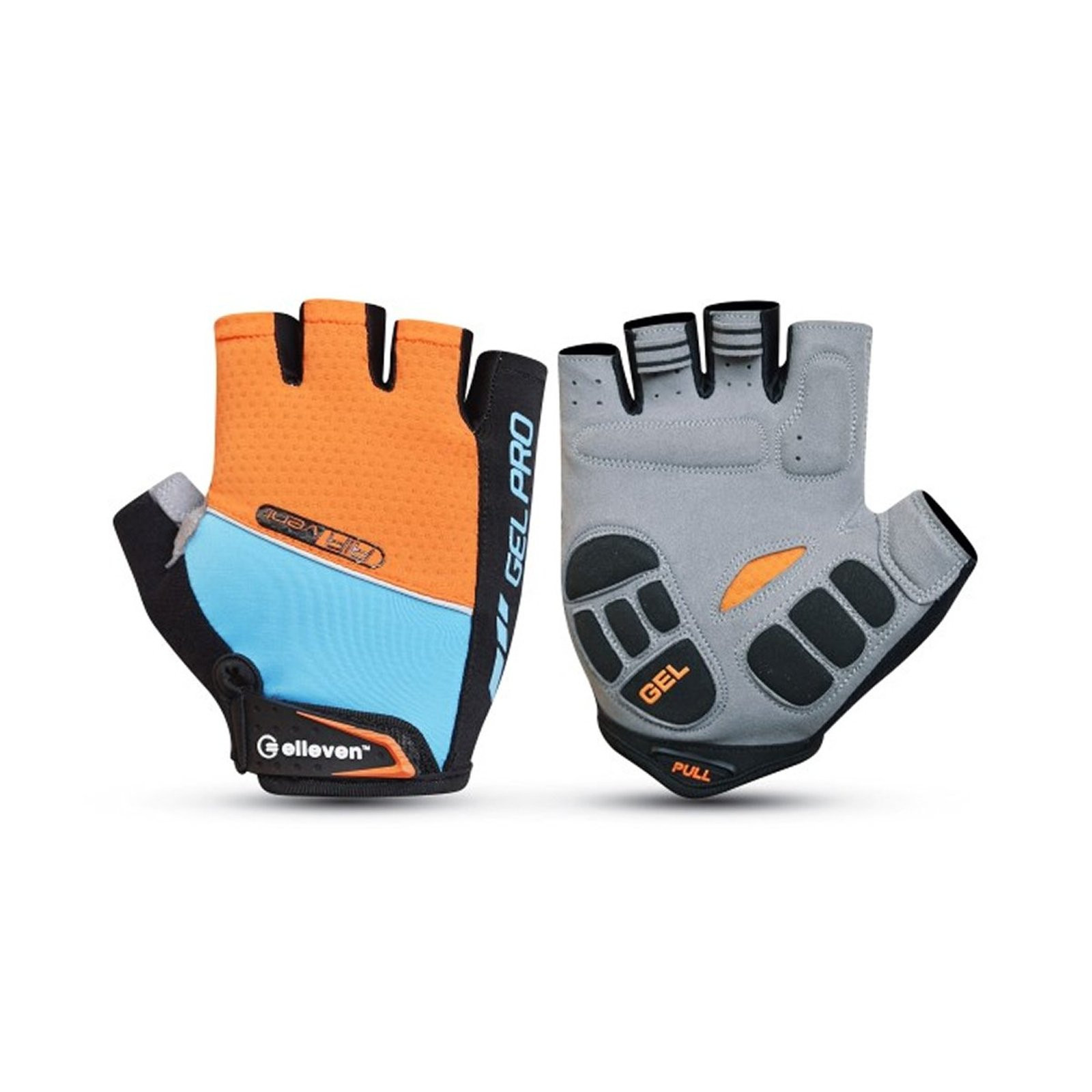 LUVAS ELLEVEN BIKE DEDO CURTO LARANJA/AZUL