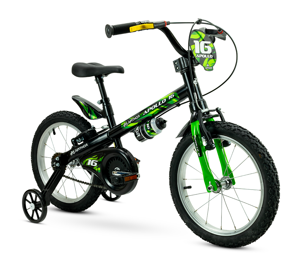 BICICLETA NATHOR APOLLO 4 ARO 16 PRETO/VERDE