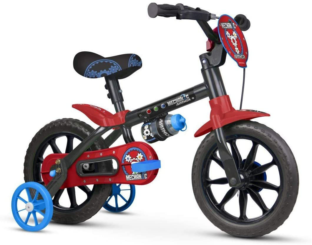 BICICLETA  NATHOR MECHANIC ARO12 PRETO/VE...