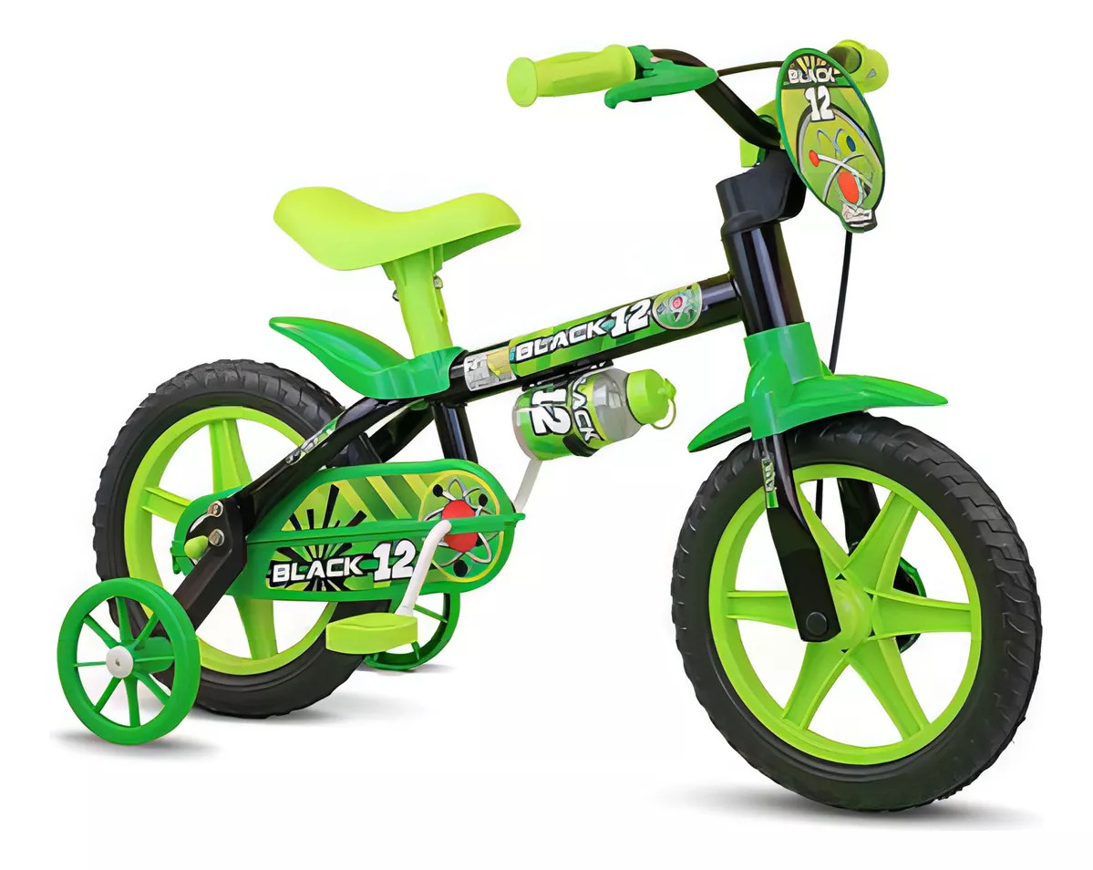 BICICLETA NATHOR BLACK 12 VERDE/PRETO T:U