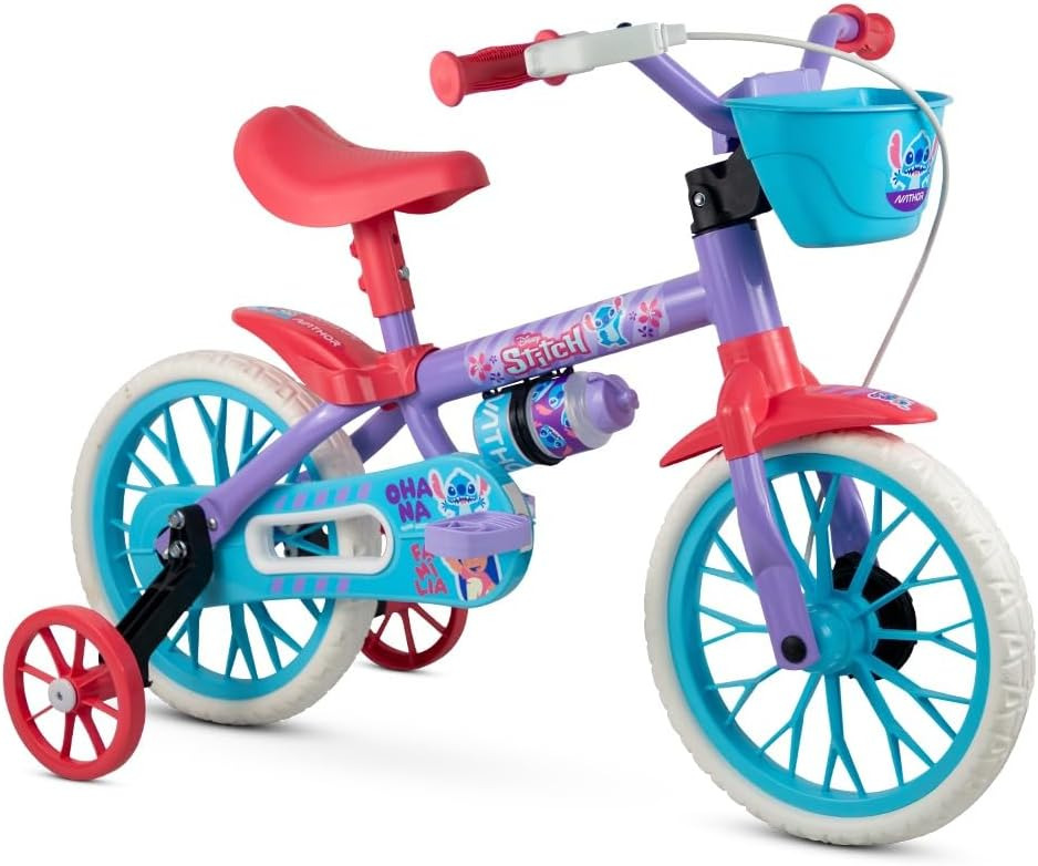 BICICLETA NATHOR STITCH 16 ROXO/VERMELHO