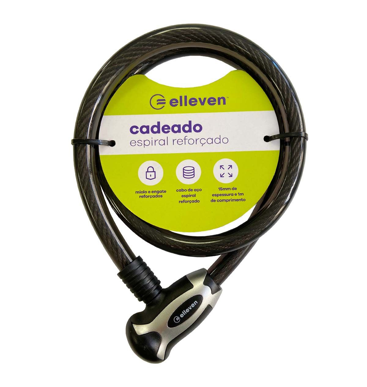 CADEADO ELLEVEN ESPIRAL CHAVE 100MMX15MM ...